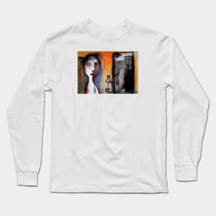 Woman in a room with lamp and doorway Long Sleeve T-Shirt